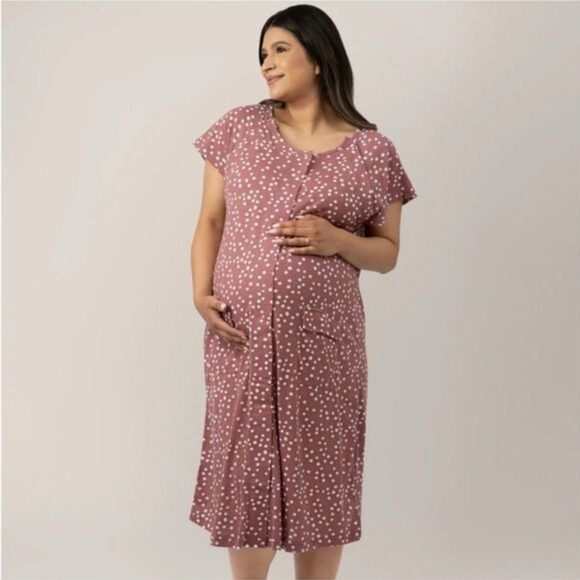 Kindred Bravely Other - Kindred Bravely Pink White Polka Dot Universal Labor and Delivery Gown 1X